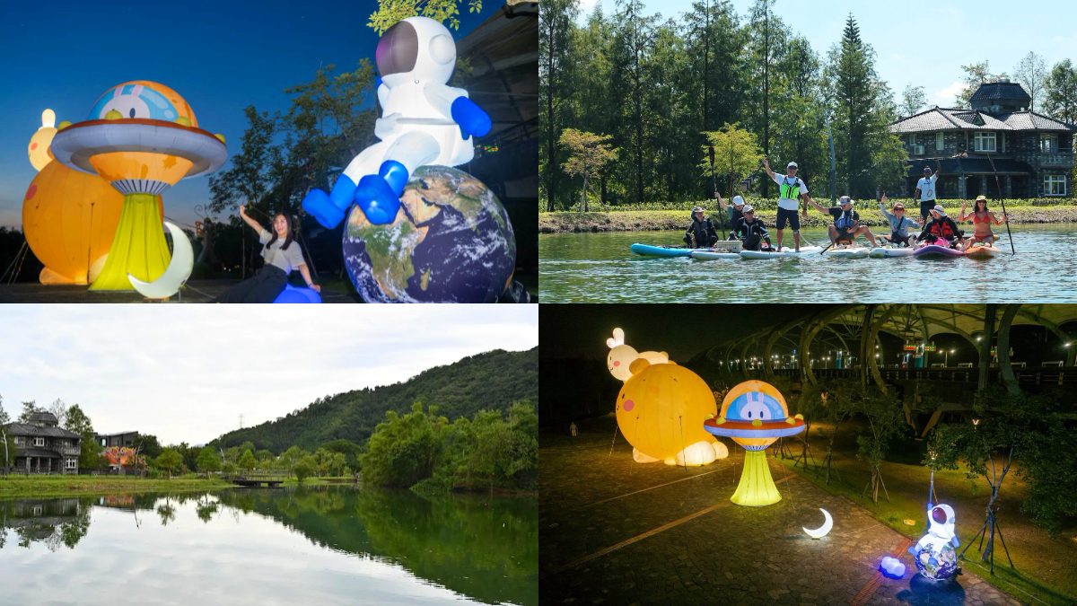 中秋衝宜蘭免費拍！７公尺「月球＆太空人」降落冬山車站，大湖風景區開園玩SUP