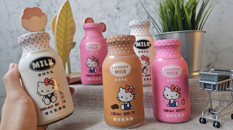 Kitty粉必搶！全聯獨家「Hello Kitty牛乳」爆萌，３口味不到百元一次收