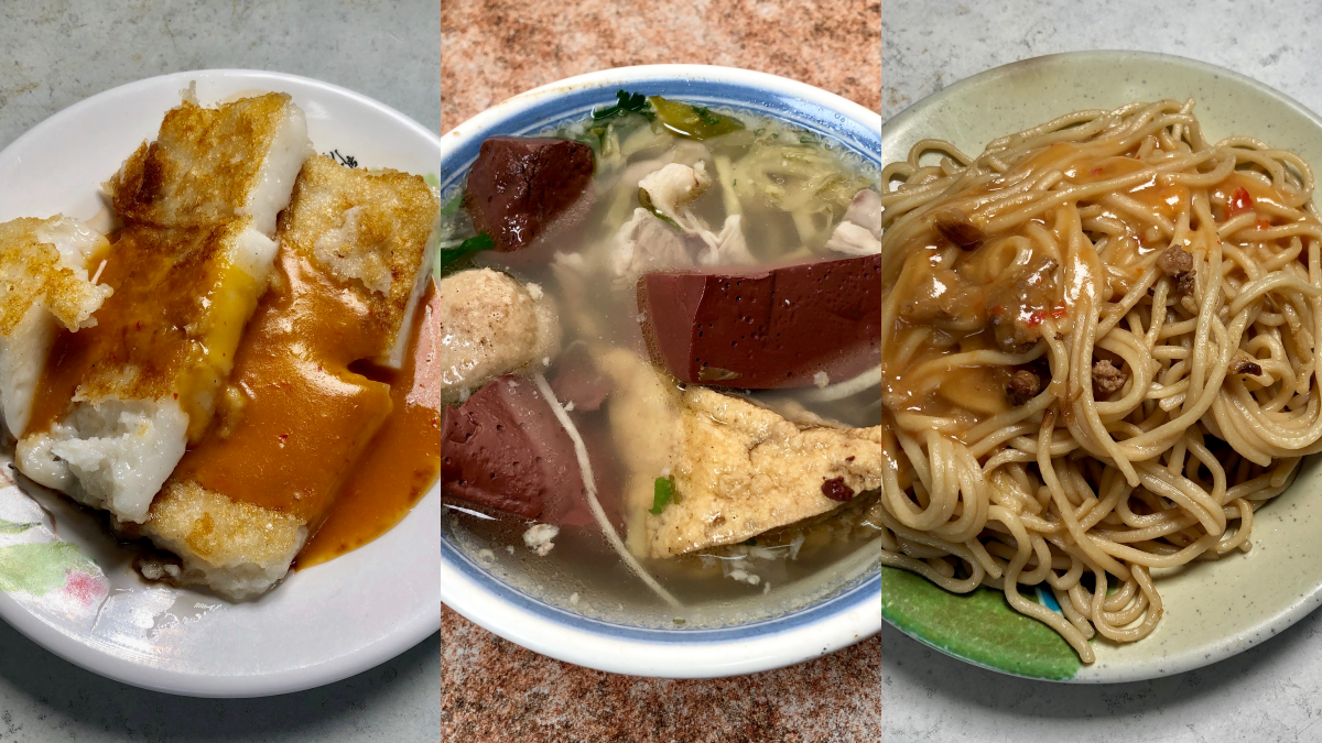 100元搞定！豐原人早餐點這套：煎赤赤蘿蔔糕+料比湯多「豬血綜合湯」+淋醬炒麵