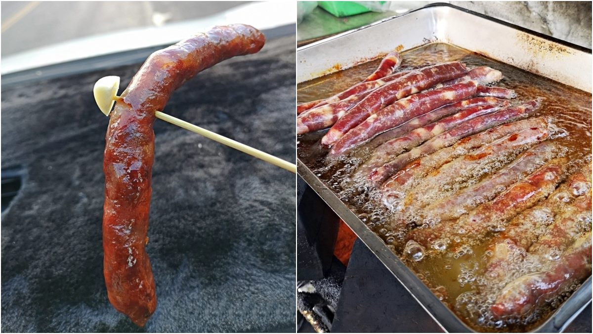 傳奇的23公分「羊腸」香腸，50年老店炭火油煎，在地人一次買10條不誇張