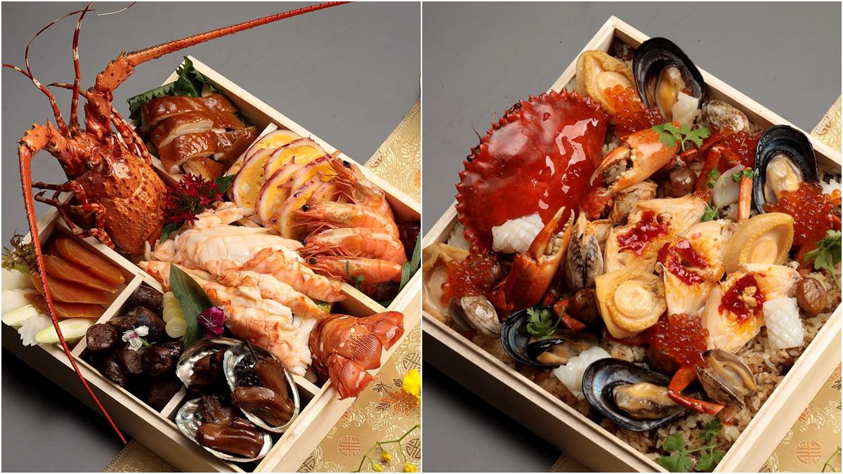 中威力彩頭獎要吃！8880元超華麗便當，龍蝦、鮑魚、紅蟳、淡菜都在這3層木盒裡