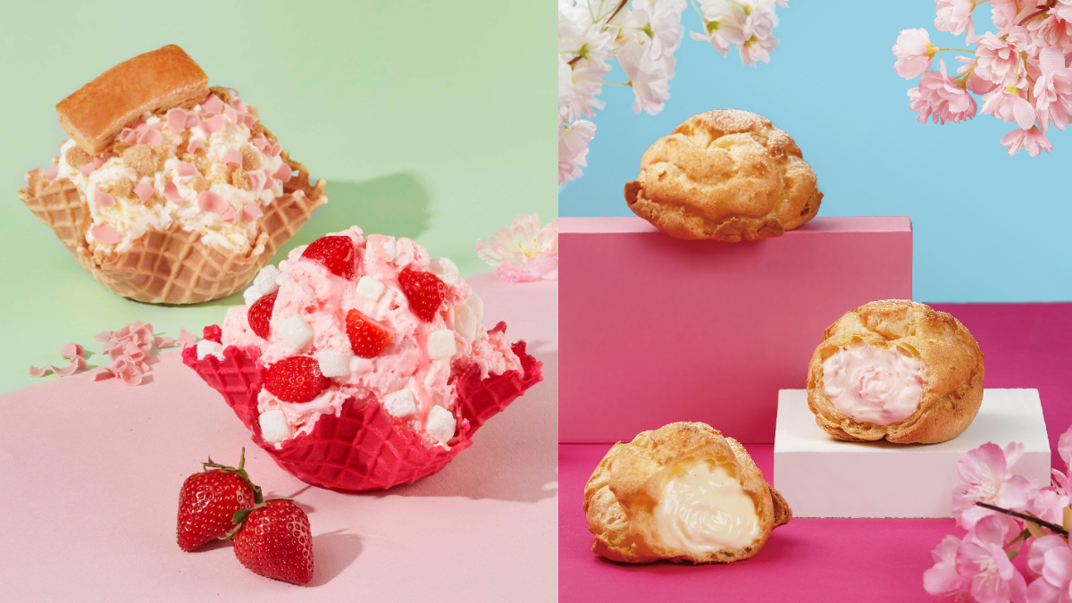 吃得到櫻桃果餡！ beard papa爆餡「粉雪春櫻泡芙」、COLD STONE「櫻櫻莓戀」新鮮草莓＋小麻糬太欠吃