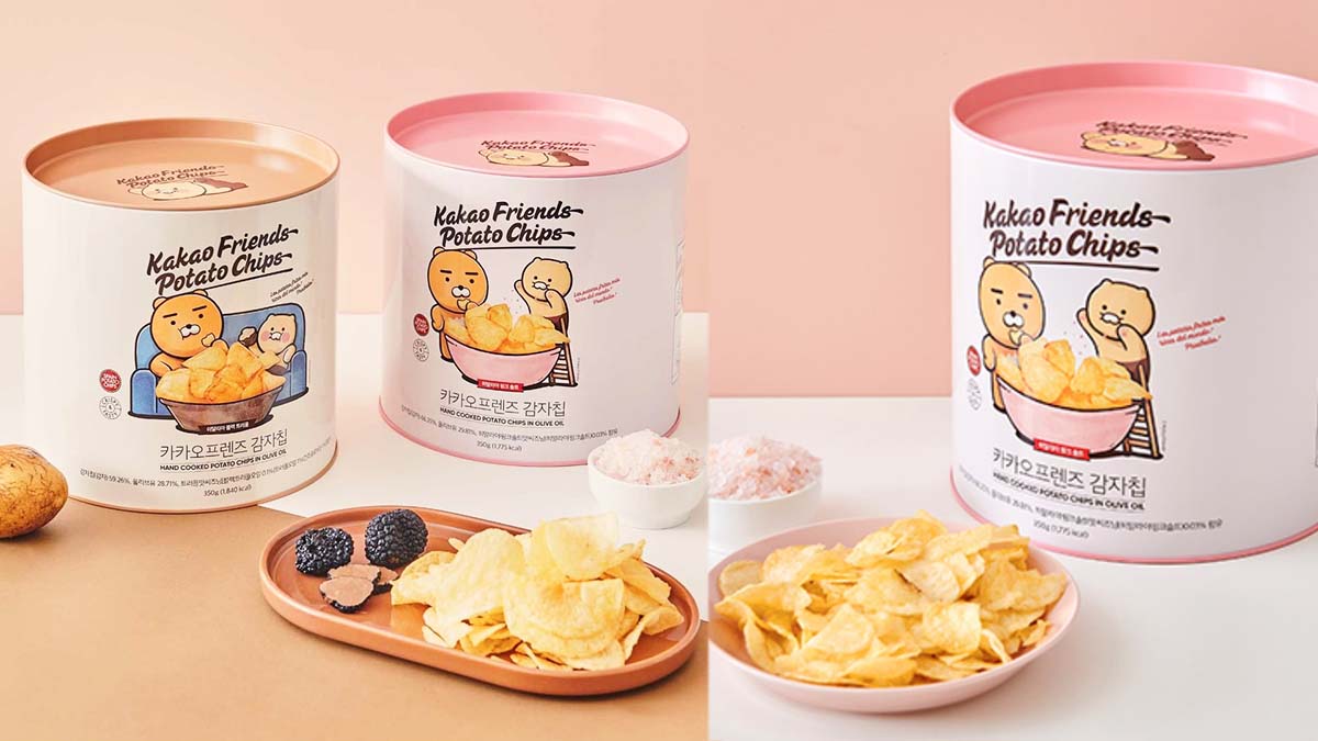萊恩陪你追劇嗑零食！Kakao Friends推「油漆桶洋芋片」，粉紅鹽、黑松露口味超唰嘴