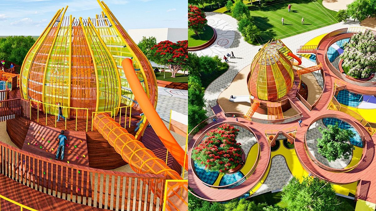 全台首座「洋蔥大福遊樂園」！在世界最大土地公廟旁，巨型籤詩、溜滑梯可玩