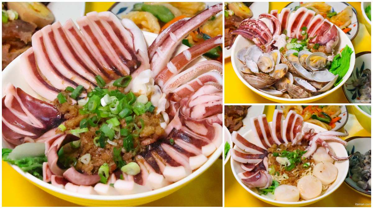 整隻魷魚躺上去！台南最浮誇「傳統意麵」必吃隱藏版，還能雙拼干貝、海瓜子