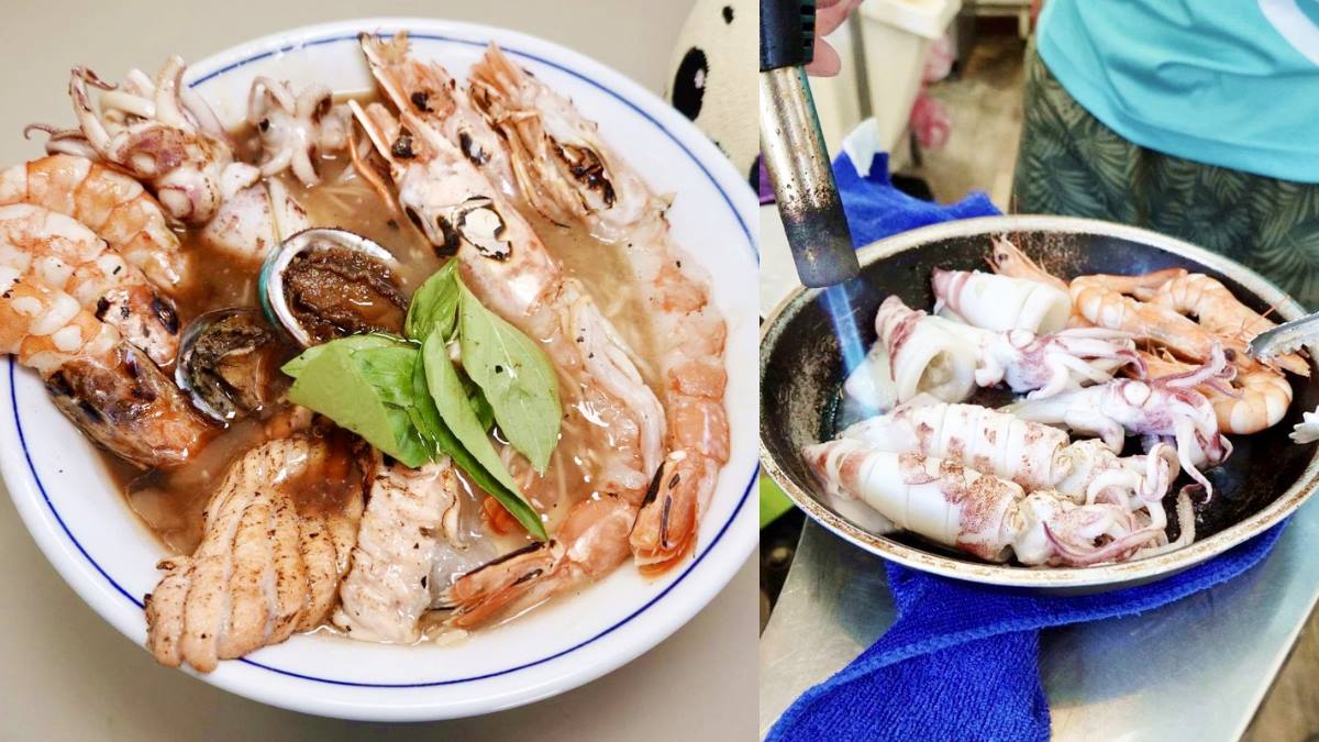 跟老闆混熟才吃得到！隱藏版「痛風麵線」鋪滿海鮮，怒嗑炙燒整隻中卷、鮑魚