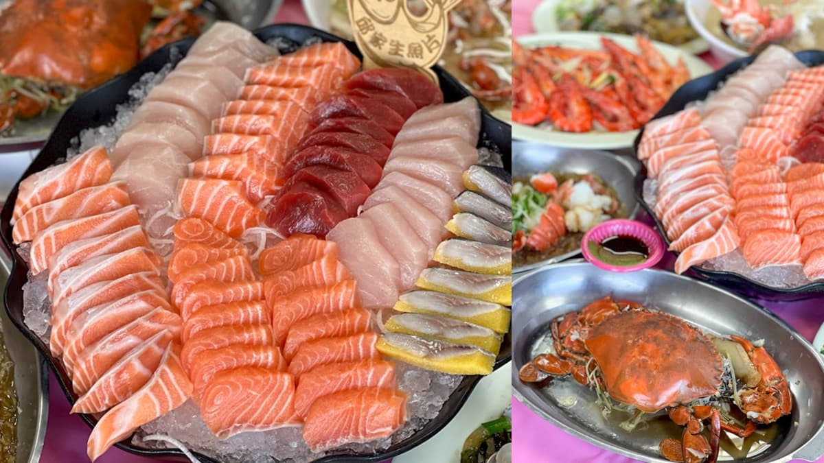 生魚片滿到爆出碗公！擺滿40片只要200元，再爽嗑現抓龍蝦、螃蟹