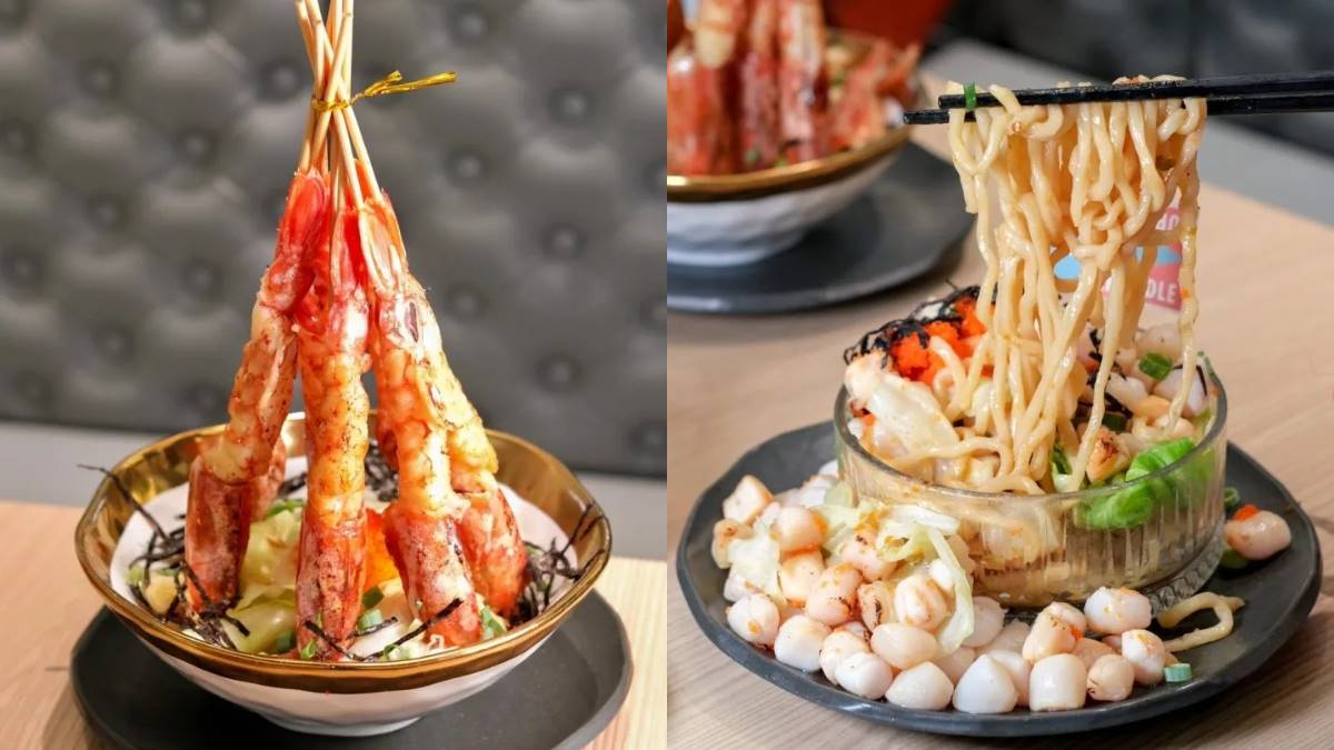 一上桌霸氣外露！「101顆干貝麵」滿到掉出來，「天使紅蝦火箭」挑戰浮誇極限
