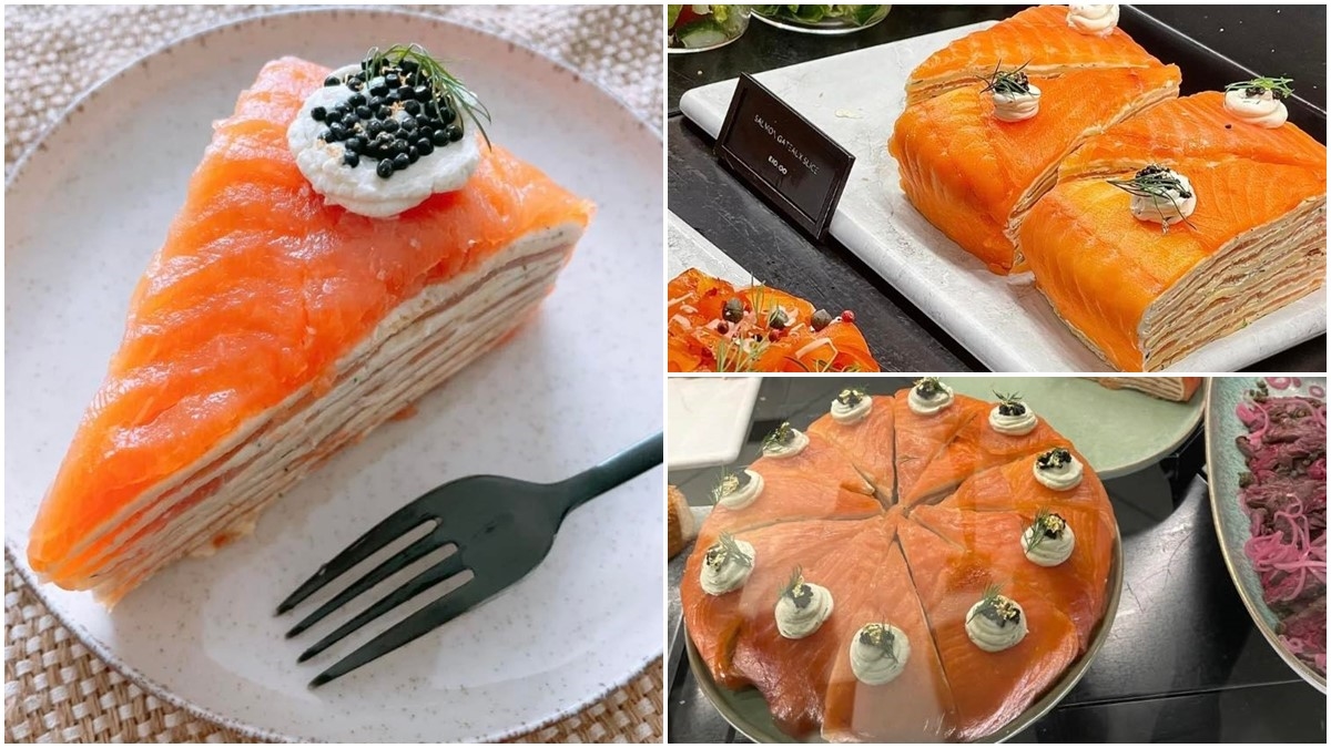 甜的？鹹的？「燻鮭魚千層蛋糕」暴紅，層疊鮭魚夾乳酪、魚子醬點綴超邪惡
