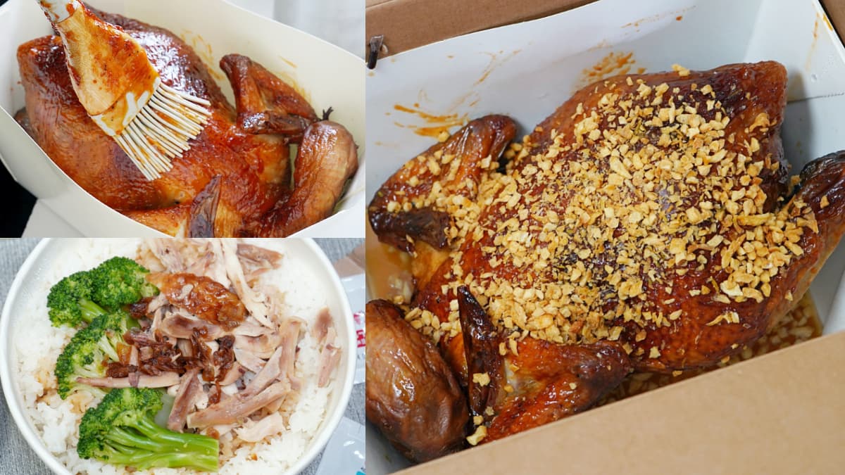 台中人激推烤雞專賣！灑滿蒜酥金黃誘人超欠吃，手撕雞肉飯１人也能嗑