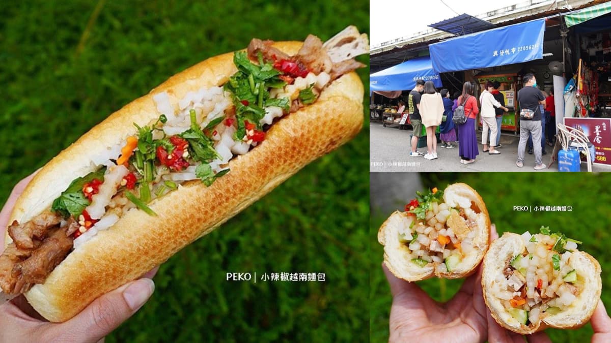 網推台中最好吃！第三市場「爆餡越南麵包」排隊半小時起跳，配料塞滿不手軟