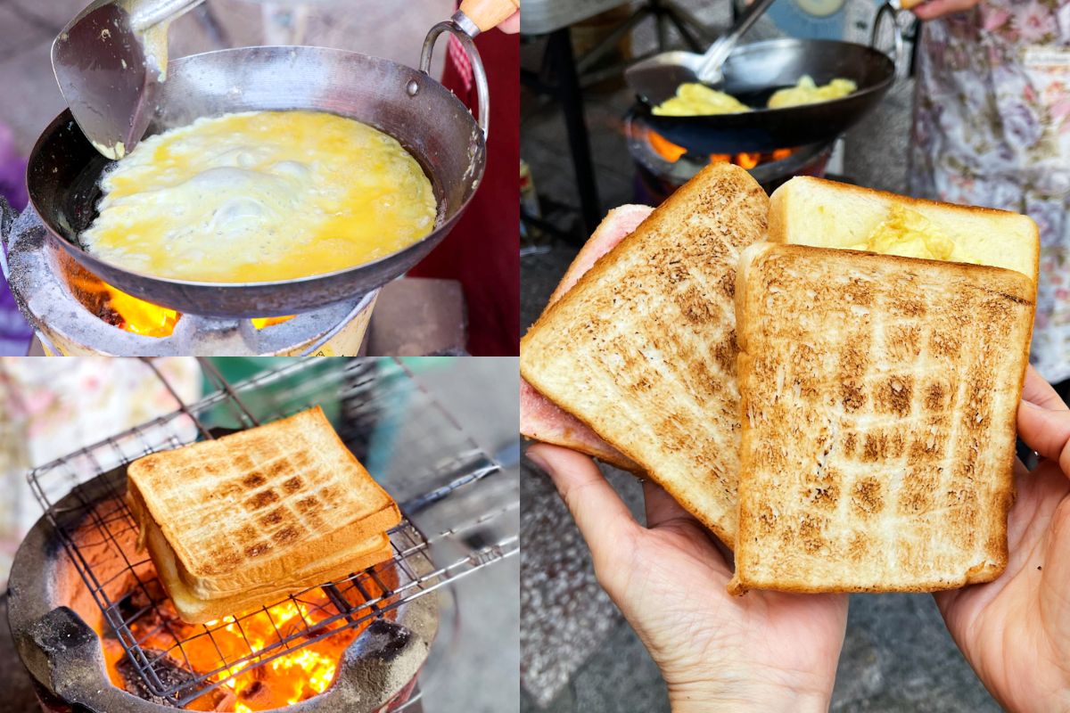 廟前60年「阿嬤牌三明治」！古早味豬油煎蛋軟嫩銷魂，炭火直烤金黃酥香