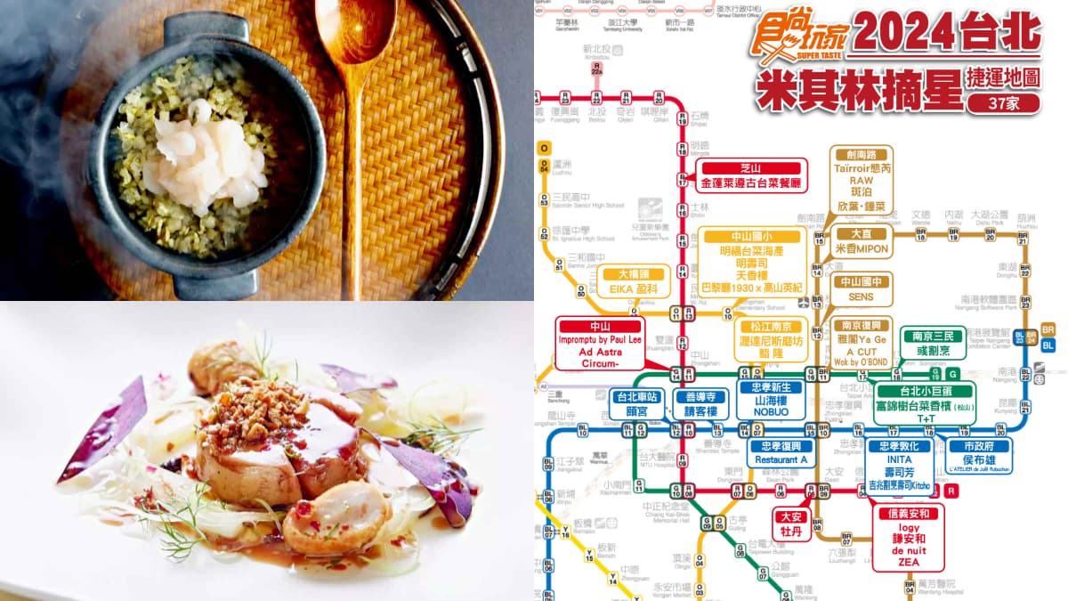 《2024米其林指南》台北捷運地圖！37家星級餐廳名單曝，「這間」竟意外掉榜