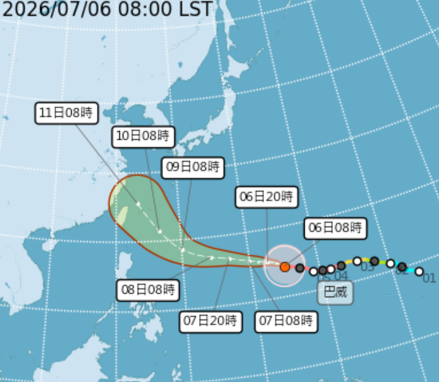 有機會颱風假？巴威「８縣市暴風圈侵襲率破５成」含北北基，這時防豪雨彈
