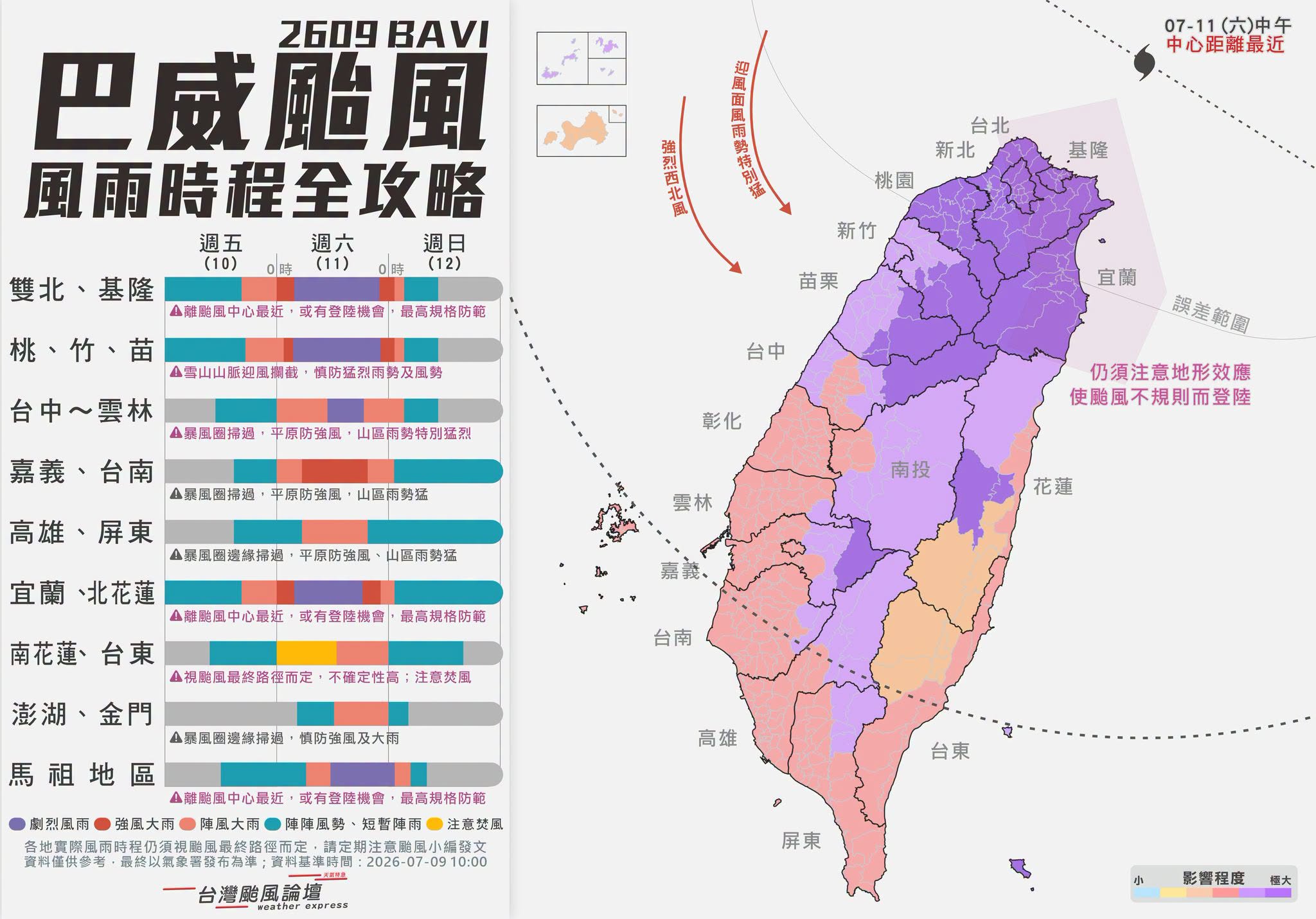 明天停班停課最新通知！「北北基等12縣市」宣布颱風假，全台風雨時程一覽